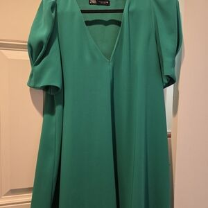 Zara Teal V-Neck Dress